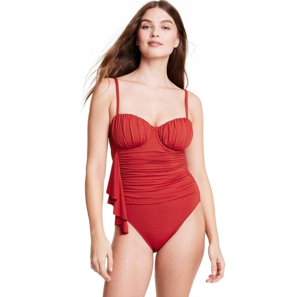 RHODE X Target Women's Embossed Dot Ruffle Medium Coverage One Piece Swimsuit